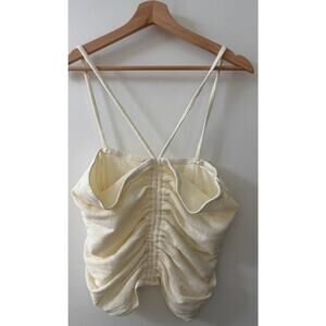 Pilcro & The Letterpress Anthropologie ivory ruched halter top women's size L